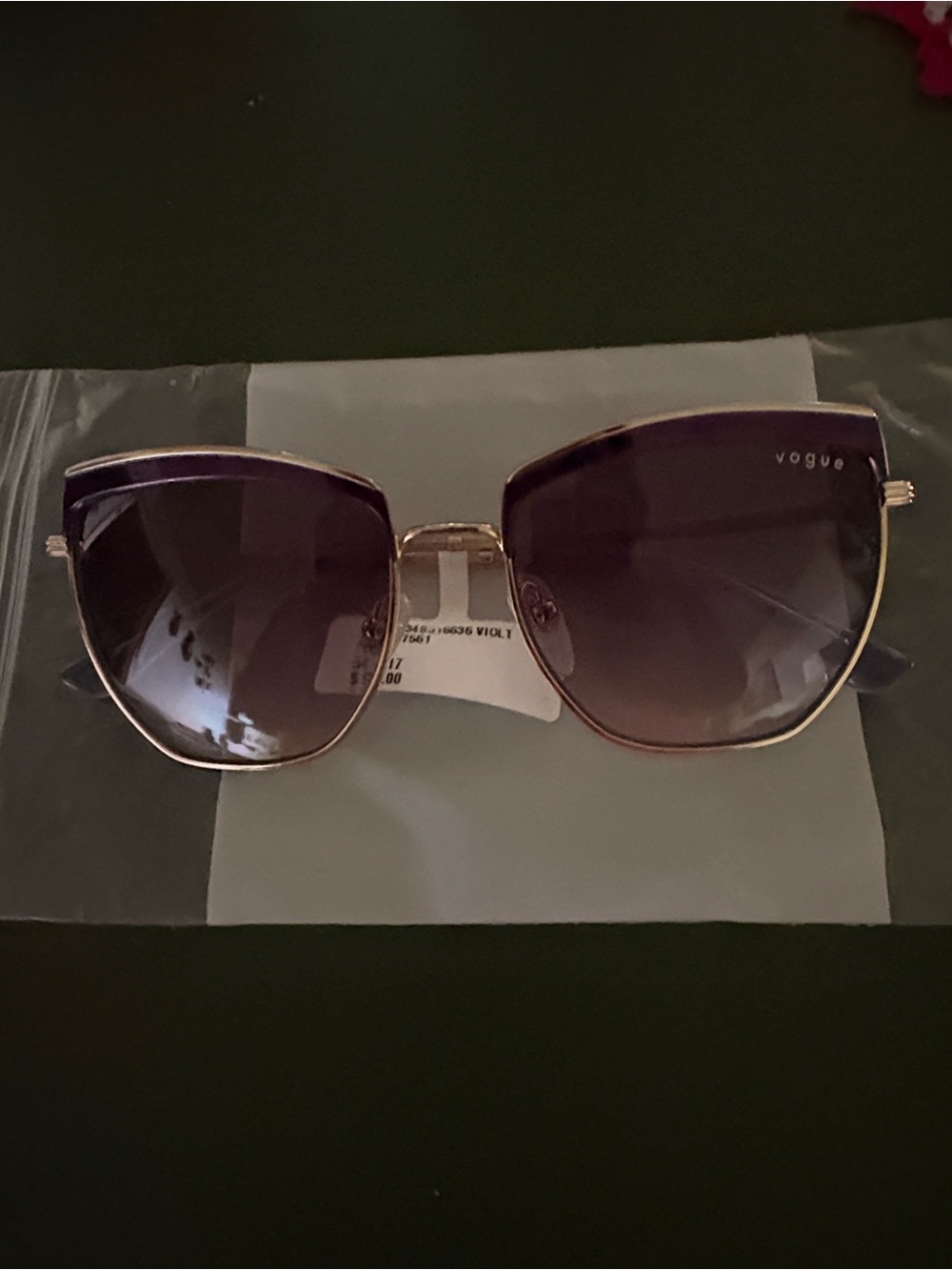 Vogue Gold Frame Sunglasses with Purple Gradient Lenses - Picture 6 of 6